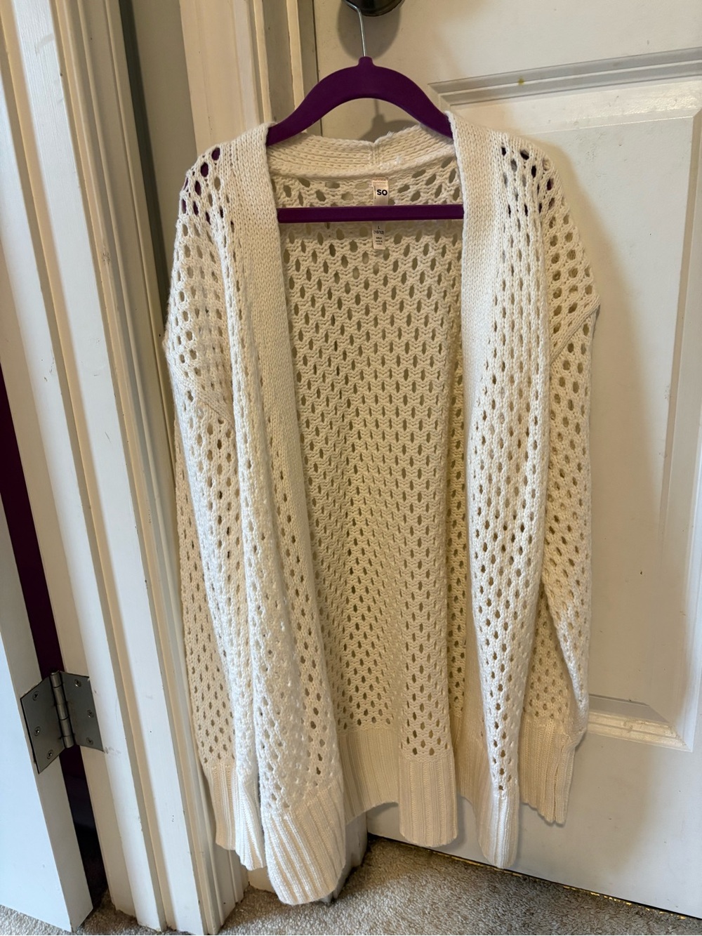 Open-Knit Ivory Women’s Cardigan Sweater